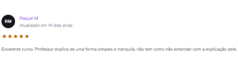 Print de depoimento de aluno sobre os resultados obtidos